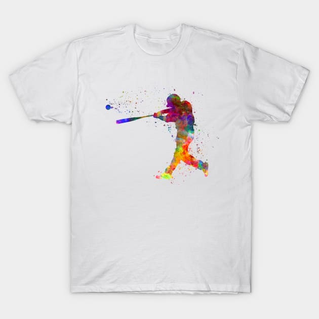 Baseball player in watercolor T-Shirt by PaulrommerArt